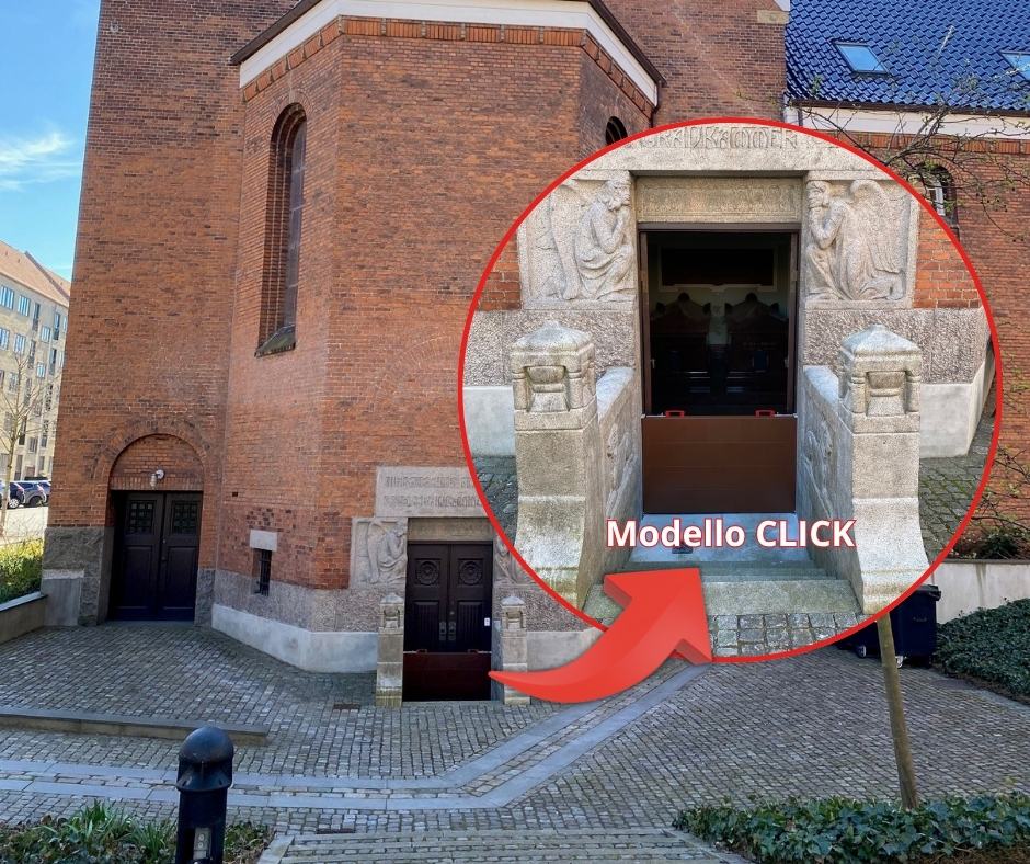 Paratia RAPID modello CLICK per protezione ingresso chiesa storica da allagamenti